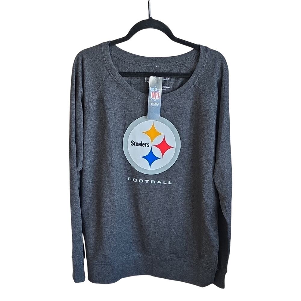 NFL Team Apparel Pittsburgh Steelers Grey Lightweight Sweatshirt Womens XL NWT